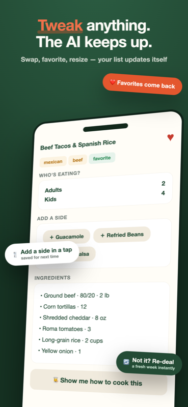 AiMeal: tweak anything and the AI keeps up