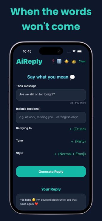 AiReply: when the words won't come